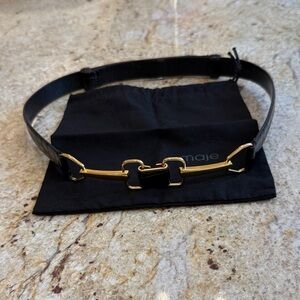 MAJE BLACK AND GOLD LEATHER ADJUSTABLE BELT SIZE 3.